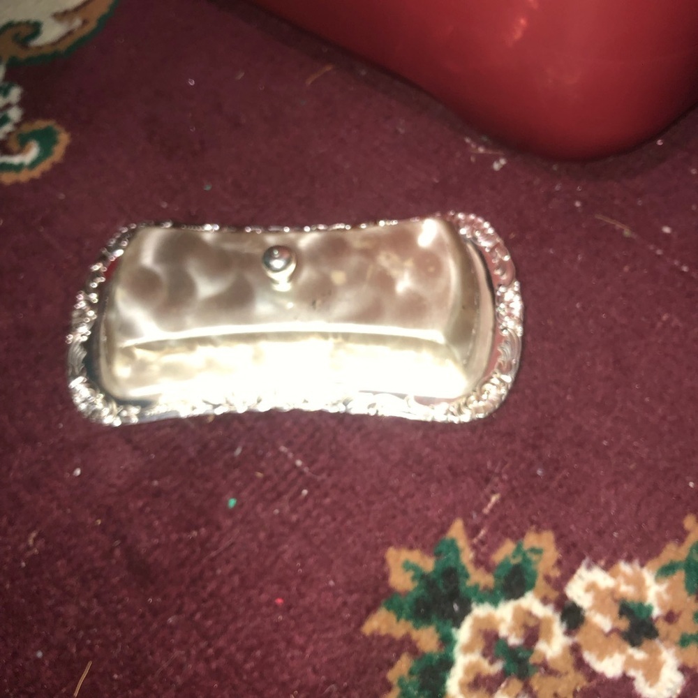 Elegant WMF Ikora metal covered butter dish with glass insert.